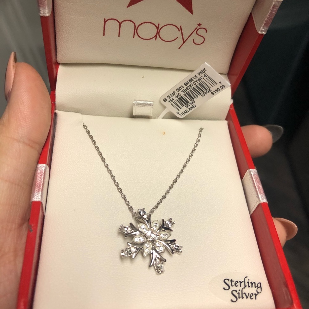 Sterling Silver Necklace - snowflake pendant